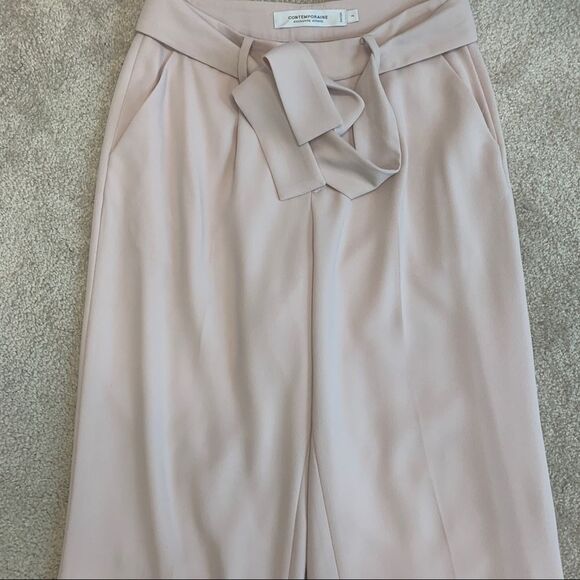 CONTEMPORAINE Simons pastel blush pink pants tie waist Sz 2 - Picture 3 of 10